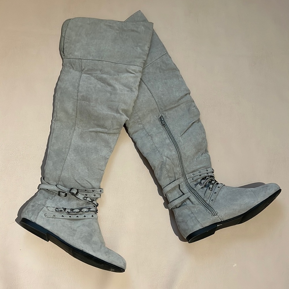 Gray OTK Boots